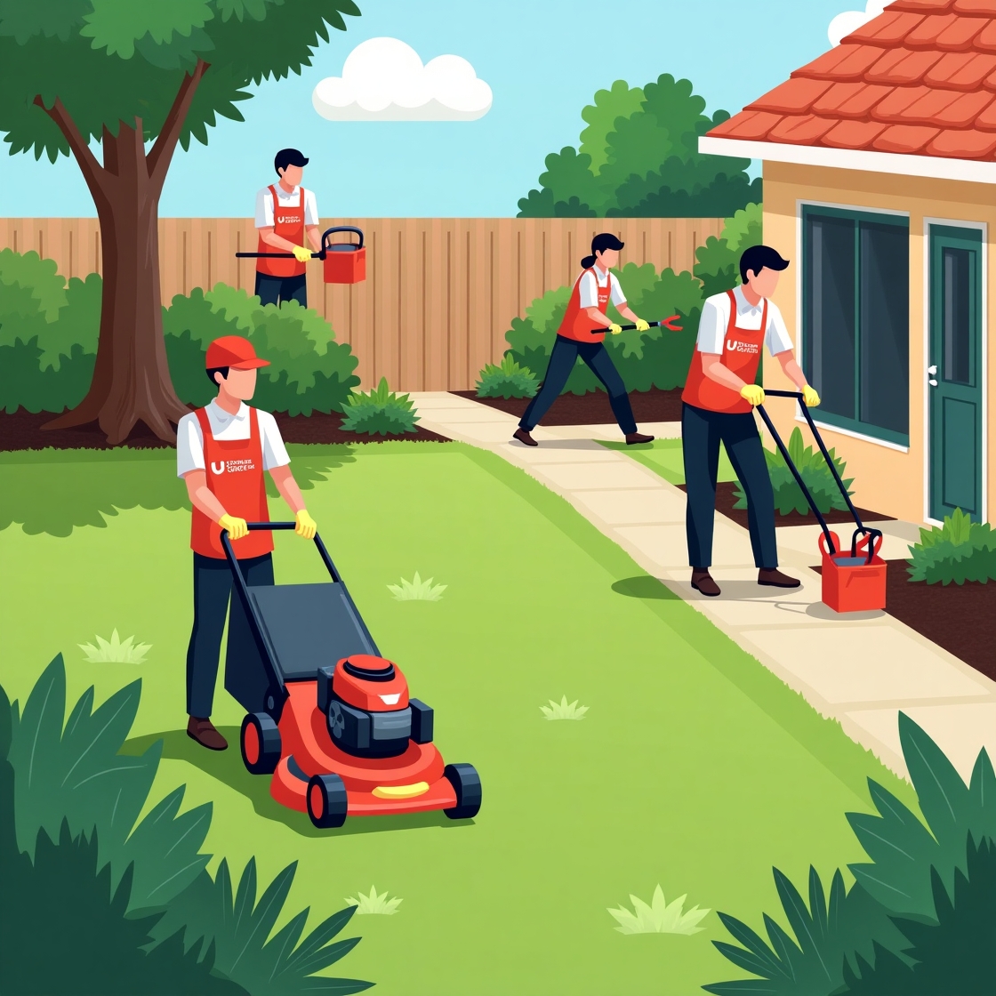 Team assisting participant with gardening, accessible raised bed